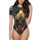thumbnail image 1 of Balery Lotus Leaf Starry Sky Guinea Pig Body de cuello redondo de manga corta para mujer Tops de manga corta Tops básicos-Large, 1 of 7