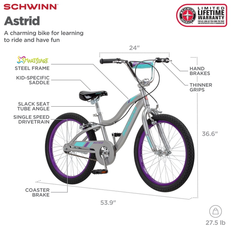 Schwinn Astrid 20" Kids' Bike - Gray Schwinn Astrid 20" Kids' Bike - Gray