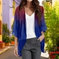thumbnail image 2 of bbyeadc Lightweight Chiffon Cardigans for Women 3/4 Sleeve Womens Kimono Open Front Shrug Cardigan Tropical Gradient Dressy Casual Cute Cardigan Capes, Dark Blue 2XL, 2 of 6