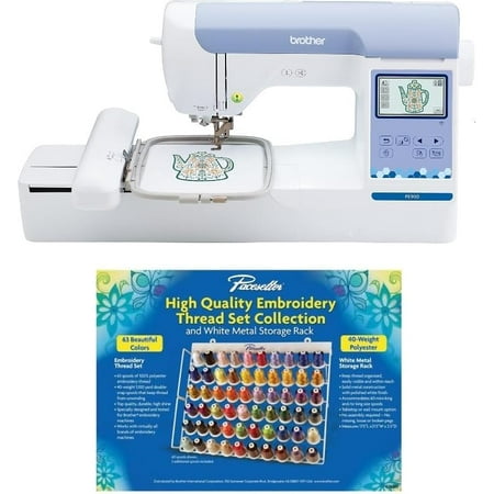 Brother PE900 Embroidery Machine with WLAN, and ETKS63 Pacesetter 63-Color Thread Set