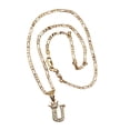 thumbnail image 2 of Cadena y dije de brillos con corona de oro laminado letra U, 2 of 7