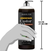 Majestic Pure Jamaican Black Castor Oil for Hair Growth & Natural Skin Care - Roasted & Cold-Pressed - Massage, Scalp, Hair and Nails - 16 fl oz