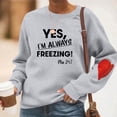 thumbnail image 2 of Yes, I'm Always Freezing Women's Crewneck Sweatshirts - Trendy Casual 2025 Long Sleeve Pullover Loose Cute Heart Tunic Tops Gray M, 2 of 4