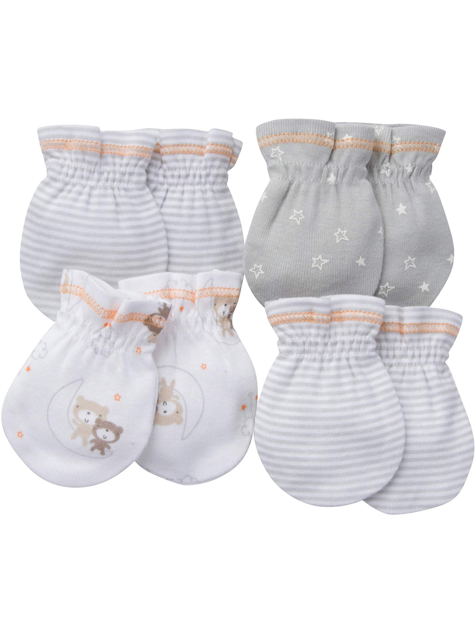 Gerber Newborn Baby Boy or Girl Unisex Assorted Mittens, 4Pack