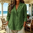 thumbnail image 2 of GUACER Blazer Shirts for Women Trendy 3/4 Sleeve Open Front Collared Cotton Linen Lightweight Casual Office Jackets, 2 of 5