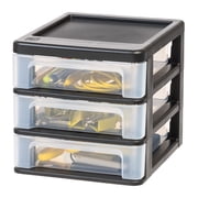 IRIS Small 3-Drawer Plastic Desktop organize, Stackable Office School Stationery Makeup Bathroom Utility, 2Pk
