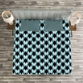 thumbnail image 3 of Ambesonne Geometric Quilted Bedspread Set 3 Pcs, Surreal Leaf Pattern, Queen Size, Slate Blue Black, 3 of 3