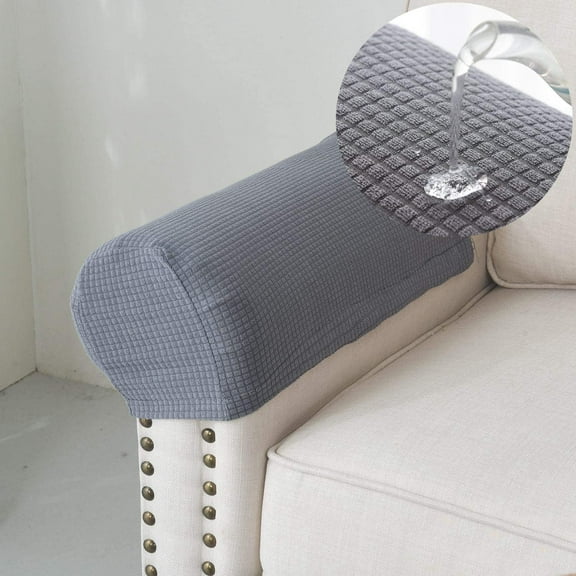 NAMZI Armrest Covers Anti-Slip Waterproof Furniture Protector Armchair Slipcovers for Recliner Sofa Set of 2 (Light Grey)