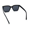 thumbnail image 6 of Womens Metal Brow Oversized High Temple Rectangle Plastic Sunglasses All Black, 6 of 7
