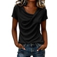 thumbnail image 3 of LEKWK Summer Tops for Women Cowl Neck Short Sleeve Dressy Shirts Lightweight Loose Fit Solid Soft T-Shirt Fashion Casual Vacation Travel Outfits, 3 of 4