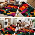 thumbnail image 6 of Abstract Face Washable Area Rugs 2.7'x5', Colorful Boho Modern Geometric Splicing Low Pile Throw Living Room Rug Non-Slip Sturdy Edge Binding Carpet for Indoor Entryway Bedside Kitchen, 6 of 9