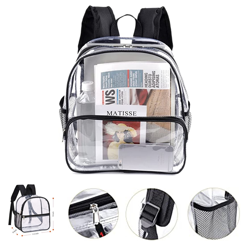 Minico Small Clear Backpack 12x12x6 Stadium Approved Clear Backpacks