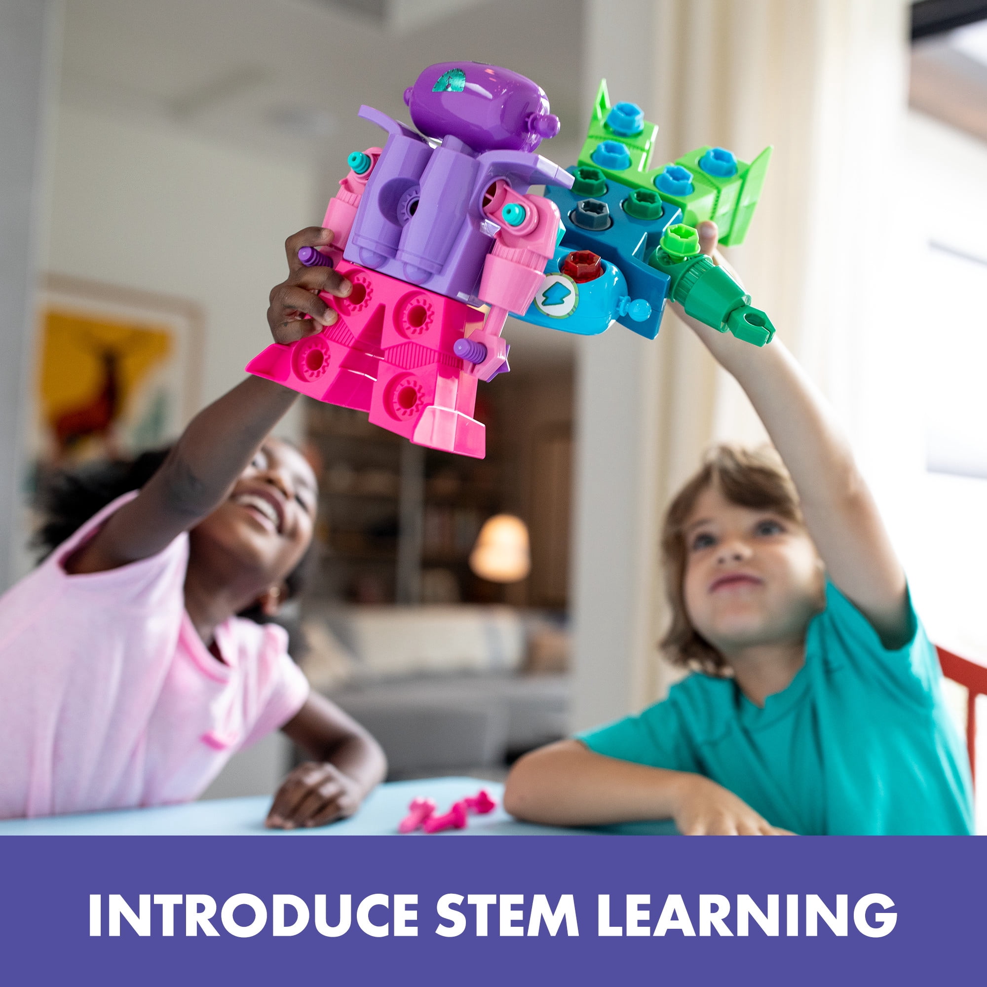 Educational Insights Design & Drill SparkleBot Robot, Preschool STEM & Take Apart Toy, 18-Pieces, Ages 3+
