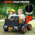 thumbnail image 2 of Rock Wheels 24V7AH Ride On 2-Seater Dump Truck, 4X200W Motors, Ride On Car w/Electric Dump Bed, Extra Shovel, Parent Remote Control, LED Lights, Steam Spray, Helmet, 24" Spacious Seat - Orange, 2 of 9