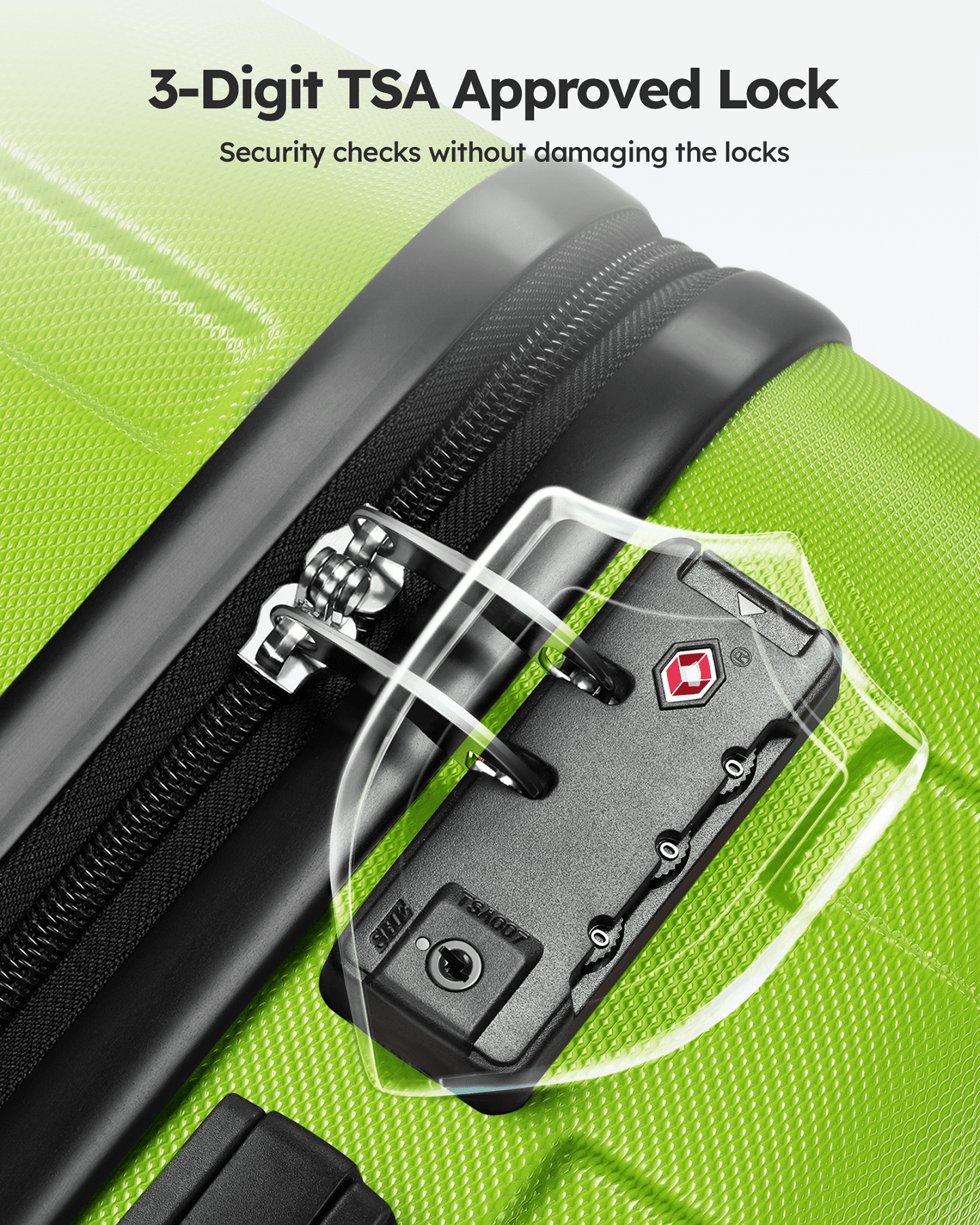 luggage sets 2 piece(20,28 inch) ABS hard suitcase with wheels and TSA lock travel set,lime green  (图4)