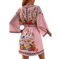 thumbnail image 3 of DYMADE Women Fashion Bohemian Retro Ethnic Style Printed Elastic Waist Vacation Dress, 3 of 4