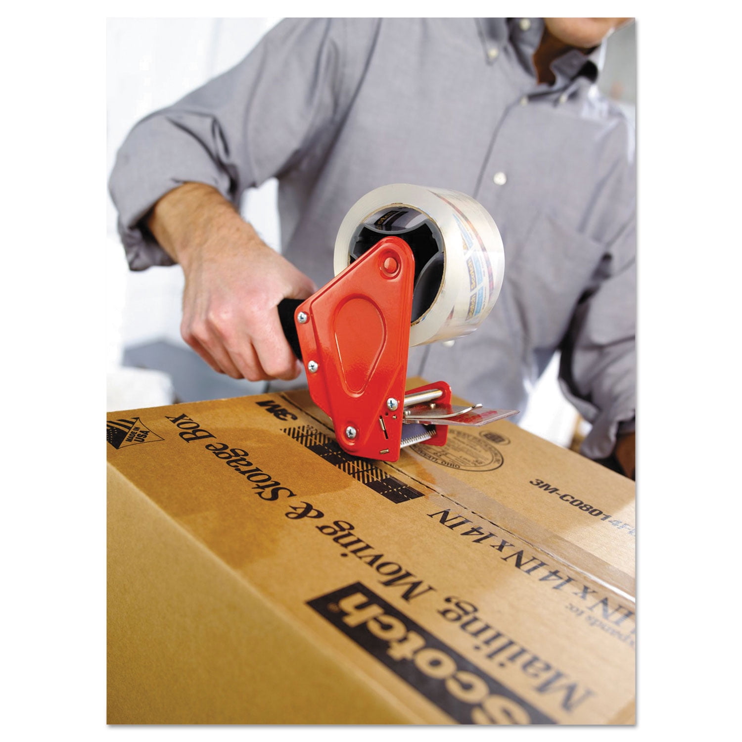 3m/commercial Tape Div. Pistol Grip Packaging Tape Dispenser, 3" Core, Metal, Red