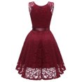 thumbnail image 3 of SWSMCLT Women's Lace Dress Semi Formal Cocktail Sleeveless Dresses V Neck Evening Gown Burgundy 4-6, 3 of 5