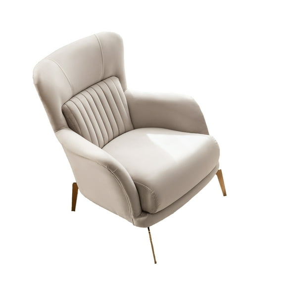 Ottomanson Wingback Accent Chair Microfiber Modern Armchair for Living Room, Beige