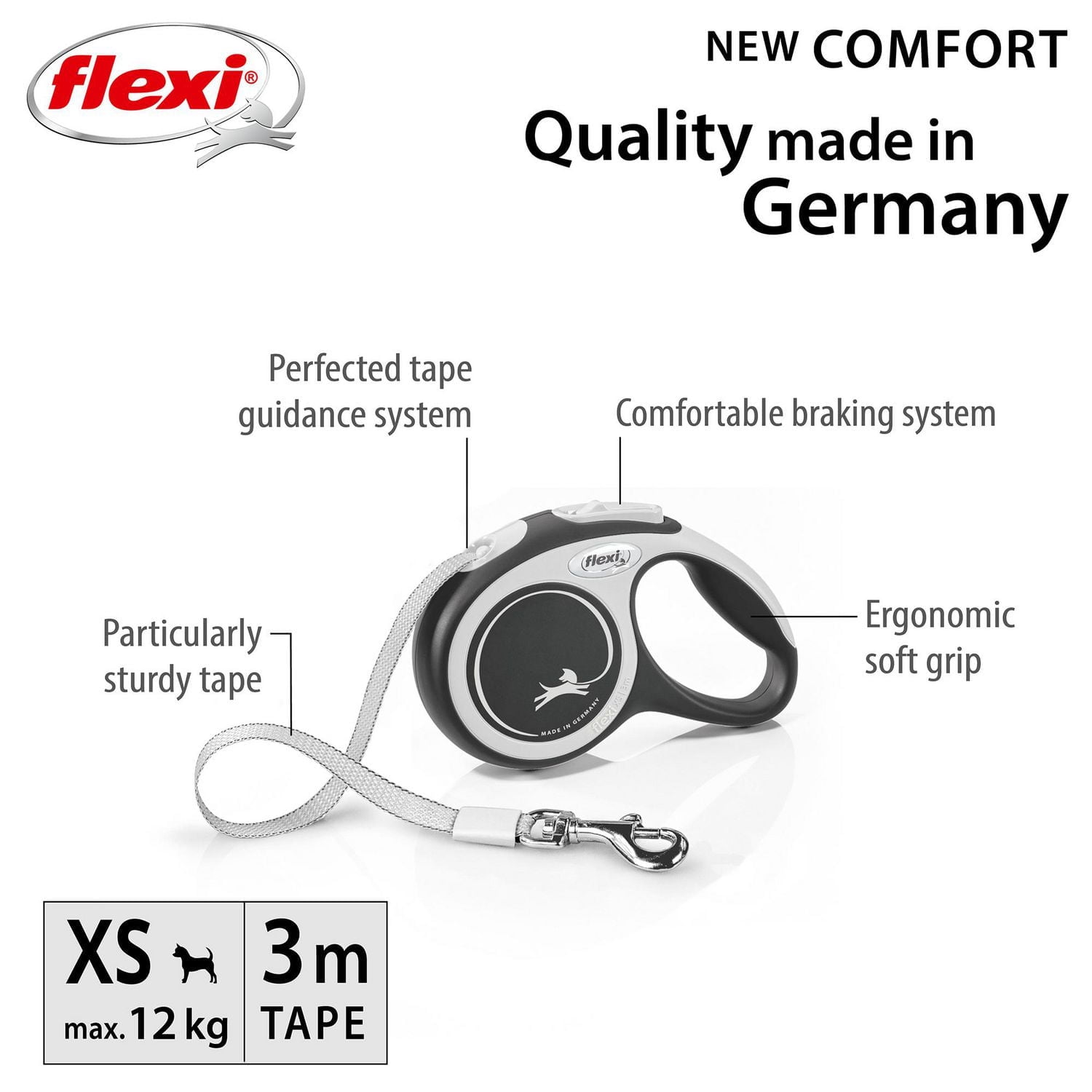 Flexi New Comfort Tape Retractable Dog Leash