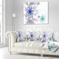 thumbnail image 2 of Designart Blue and Grey Symmetrical Fractal Flower - Floral Throw Pillow - 16x16, 2 of 4