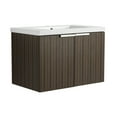 thumbnail image 5 of Tcbosik Floating Vanity Cabinet with Sink Combo, 30" Wall Mounted Storage Cabinet with 2 Soft Closing Doors for Bathroom, Brown, 5 of 10