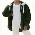 thumbnail image 2 of Casual Men's Winter Coats Hooded Green Fleece Jacket Zip Up Lightweight Plain Mens Clothing, 2 of 6