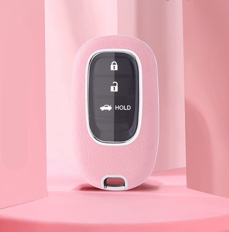 for Honda Key Fob Cover, Metal and Premium TPU Key Fob Shell Protector Compatible with 2022 2023 Honda Civic Accord Jade Honda Pilot CR-V XR-V HR-V City Accessories (Type C Pink1)