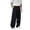 Black, variant on Migroa Men's Pleated Dress Pants, Double Pleat Drape Trousers with Mid Rise, Loose Straight Leg Casual Chinos, Solid Color Versatile Bottoms, Smart Office Pants Or Weekend Wear,