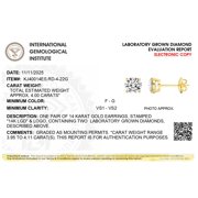 FireBorn Diamonds IGI Certified Fireborn Round-Shaped Diamond Stud Earrings, Classic Earrings for Women, 4 CTTW, 14K Yellow Gold