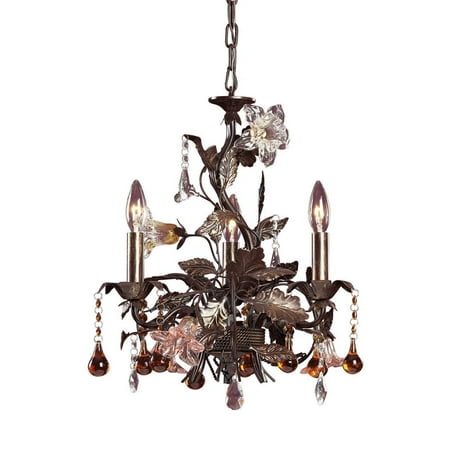 Floret 3 Light - New Product Cristallo Fiore 3 Light Chandelier In Deep Rust With Crystal Florets 85001 Sold by VaasuHomes
