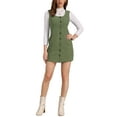 thumbnail image 1 of Vestido de tirantes para mujer INSPIRE CHIC, con escote en forma de scoop, vestido tipo pinafore de pana, casual, talla XL, verde ejército, 1 of 6