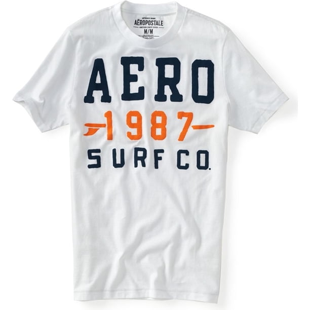 Camiseta gráfica Aeropostale 1987 Surf Co. Hombre Blanca Extragrande