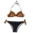 thumbnail image 1 of Gibobby Conjunto de Bañador Sexy Set Brazil Set Beach Up Patchwork Bikini Swimwears Tankinis Set(Marrón,G), 1 of 5