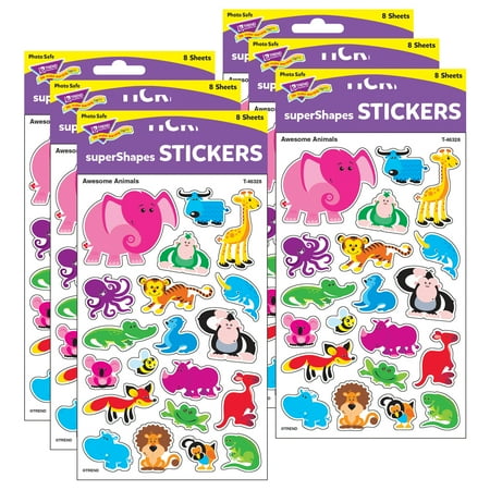 UPC: 0194629033461 | TREND Awesome Animals superShapes Stickers-Large 160 Per Pack 6 Packs