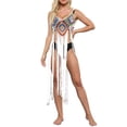 thumbnail image 2 of VISgogo - Bikini para mujer, sin mangas, para playa, con borlas caladas, vestido de verano VISgogo  moda, 2 of 6