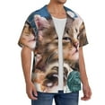 thumbnail image 4 of Wukai Playful Cat Men's Casual Short-Sleeve Button Down Shirt - Lightweight Summer Dress Shirt for Daily Wear-Small, 4 of 7