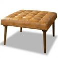 thumbnail image 1 of Alvar Mid-Century Modern Square Tufted Tan Leather Ottoman, 1 of 6