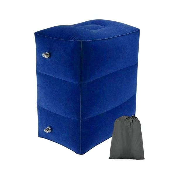 Almohada inflable para reposapiés de PVC con flocado, compacta, para niños, para dormir, para piernas Azul