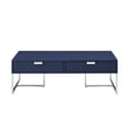 thumbnail image 3 of Nicole Miller Jaheim Faux Shagreen Coffee Table with 2 Drawers, Navy/Chrome, 3 of 8