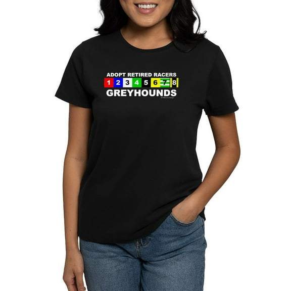 CafePress - Adopt Greyhounds Women's Dark T Shirt - Women's Traditional Fit Dark T-Shirt