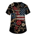 thumbnail image 2 of 250th Anniversary USA Scrub Tops Women American Flag Print Stretch V Neck Scrubs 4th of July Nurse Working Uniforms with Pockets, 2 of 4