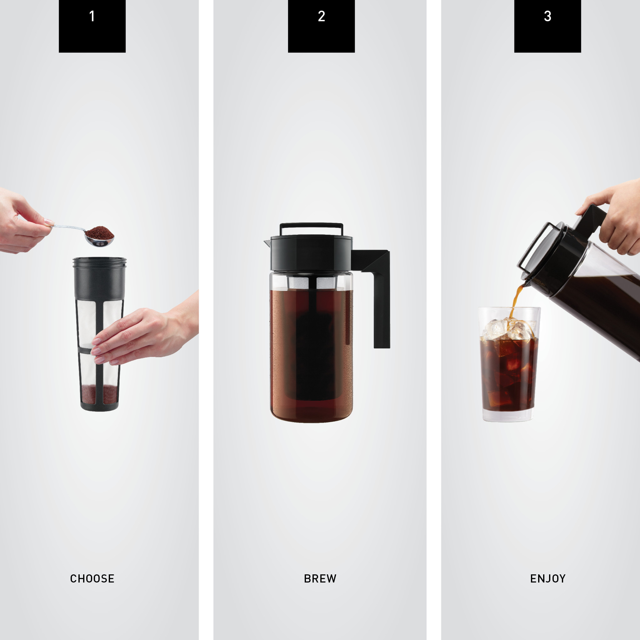 Takeya Cold Brew Tritan Plastic Coffee Maker Pitcher with Airtight Lid, 1 Quart, Black - image 3 of 7