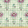thumbnail image 2 of Ambesonne Floral Fabric by the Yard Upholstery, Lotus Flowers Watercolor Art, 2 Yards, Hot Pink and Pale Blue, 2 of 5