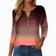thumbnail image 2 of Towmus 3/4 Length Sleeve V Neck Womens Blouses Graphic Crew Neck T-Shirts Womens Shirts Under $6, 2 of 5