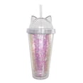 thumbnail image 2 of Seyurigaoka Cute Cat Ear Flash Film Double Layer Cup Custom Cup Creative Plastic Water Cup Straw Cup 420ML, 2 of 5