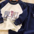 thumbnail image 5 of NOLDARES Baby Boy Fall Winter Clothes Toddler Kids Printed Outfits Long Sleeve Sweatshirt Tops + Joggers Pants Set(T226-Navy), 5 of 5