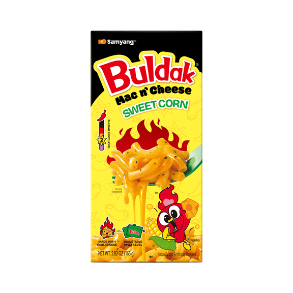 Buldak Mac & Cheese Sweet Corn Flavor Box with Spicy Sauce