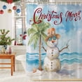 thumbnail image 6 of Merry Christmas Shower Curtains for Bathroom, Beach Ocean Cute Snowman Coconut Tree Waterproof Fabric Shower Curtain for Bathroom Bathtub Decoration, Machine Washable, 72"x84", 6 of 9