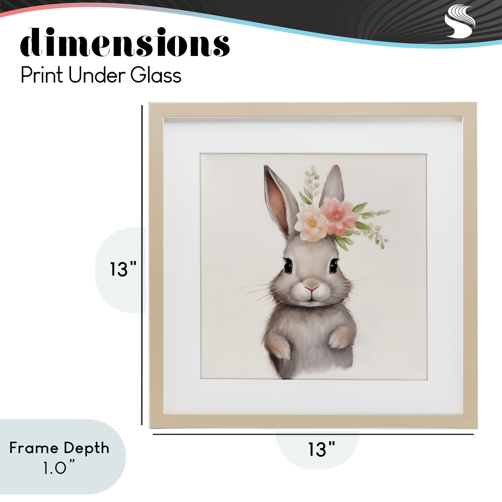Stupell Industries Sweet Floral Crowned Bunny Birch Framed Print Under Glass, design by Lazar Studio